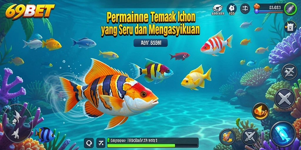 Tangkapan layar gameplay 69BET yang menunjukkan aksi seru Tembak Ikan.