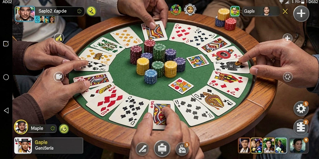 Screenshot gameplay Gaple yang menampilkan suasana seru dan interaktif.