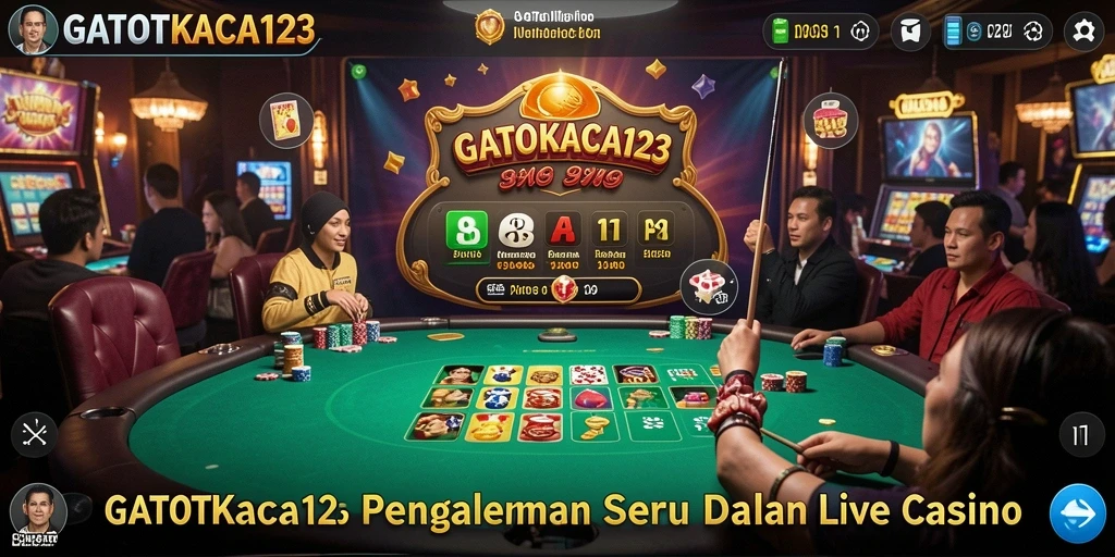 Screenshot GATOTKACA123 menampilkan dealer live dalam aksi permainan.
