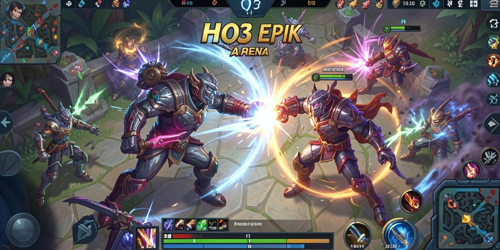 Screenshot H03 menampilkan aksi seru dalam pertempuran MOBA.