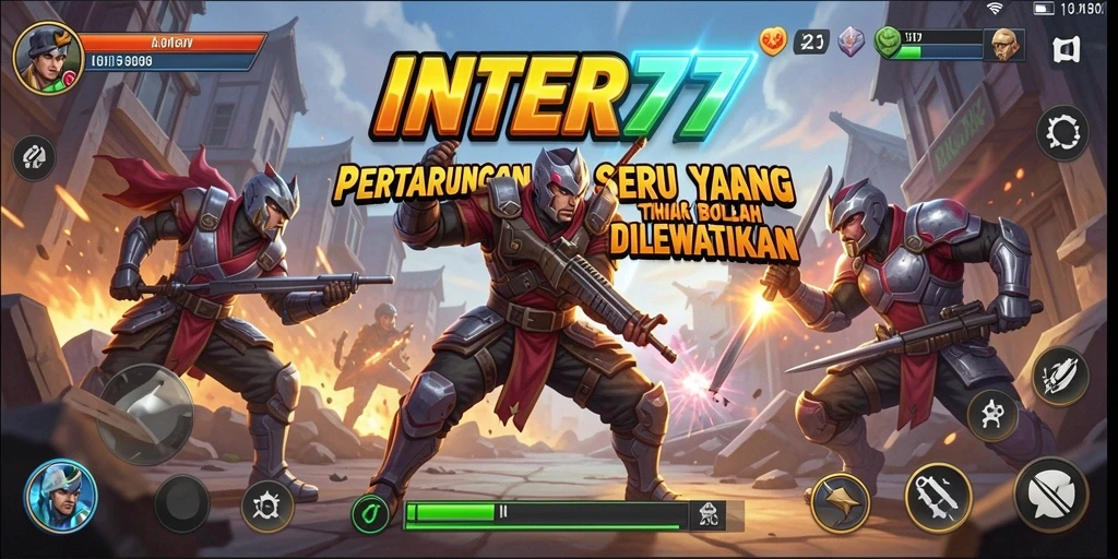 Tangkapan layar INTER77 yang menunjukkan pertarungan epic di arena.