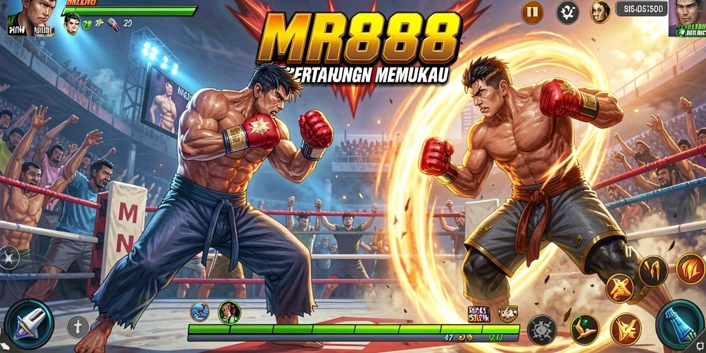 Screenshot gameplay MR888 menampilkan pertarungan seru antara karakter dengan grafis luar biasa.