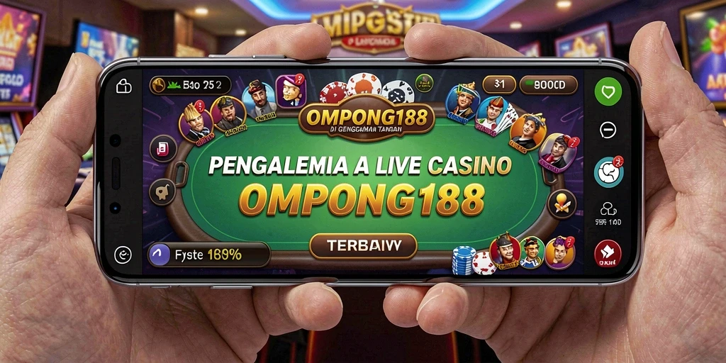 Screenshot gameplay OMPONG188 menampilkan dealer langsung yang interaktif dan suasana kasino yang nyata.