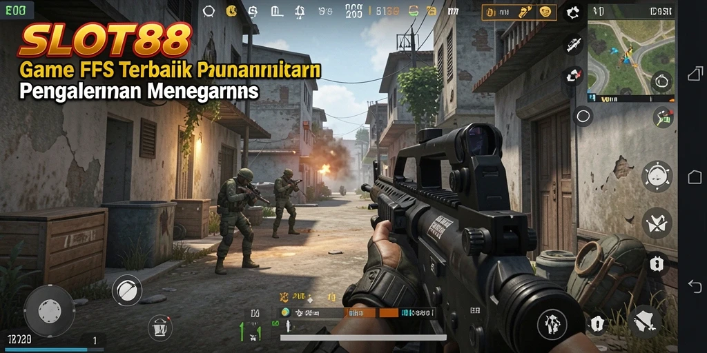 Tampilan gameplay menegangkan dalam SLOT88 dengan aksi FPS yang cepat.