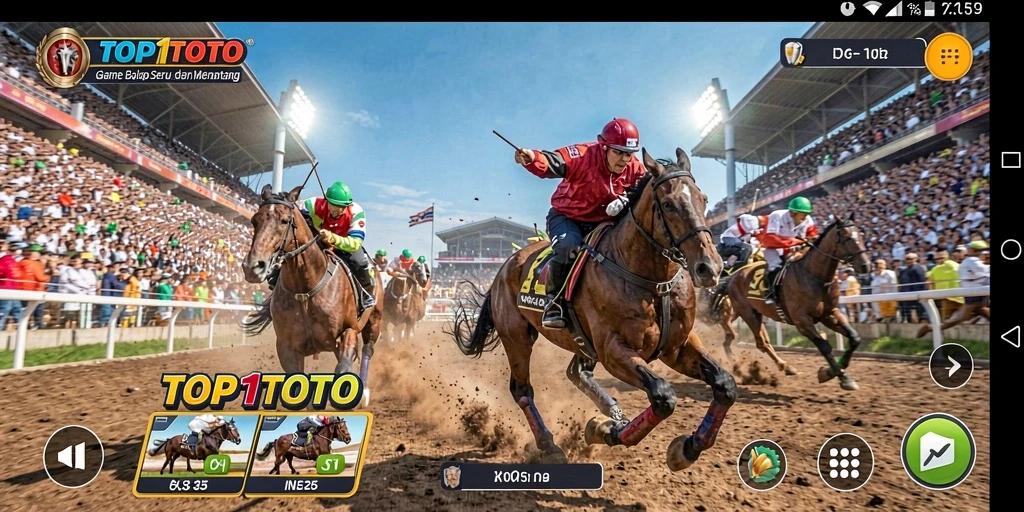 Tampilan gameplay mendebarkan saat balapan di TOP1TOTO.