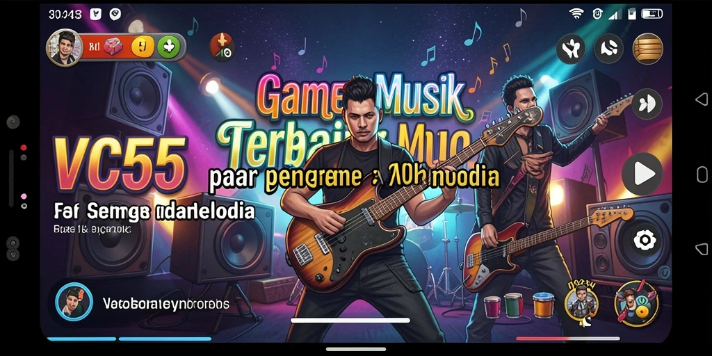 Tampilan utama VC55 saat permainan musik berlangsung, penuh warna dan interaktif.